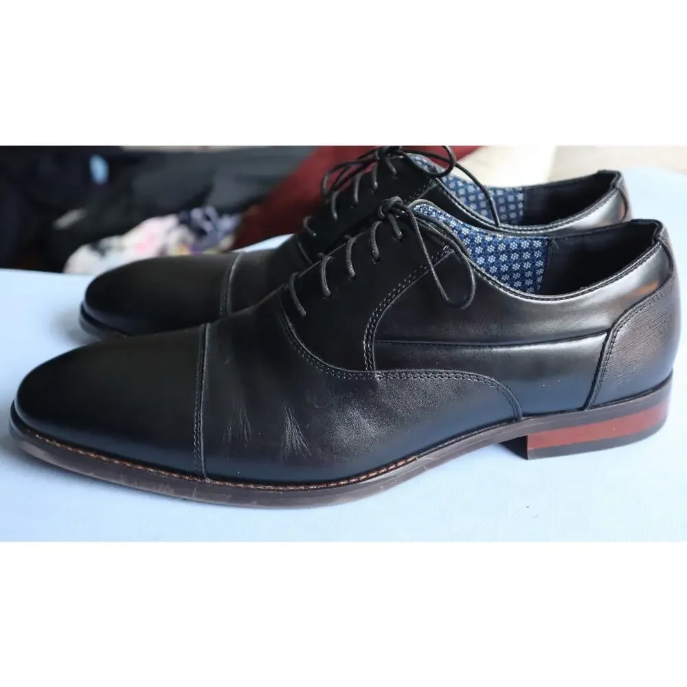 NEW Stacy Adams Kallum Cap Toe Dress Shoes Black Mens 8.5 M Work Cocktail Party